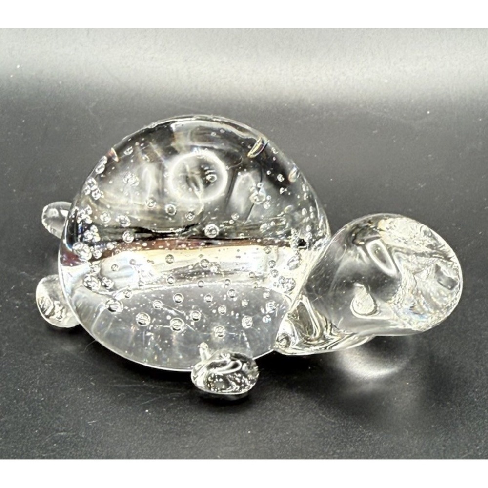 Vintage Bullicante Turtle  Paperweight Figurine Controlled Bubbles Handblown EUC